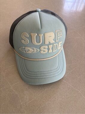 Anthropologie Surf Side Mesh-Back Trucker Hat - Light Blue & Gray
